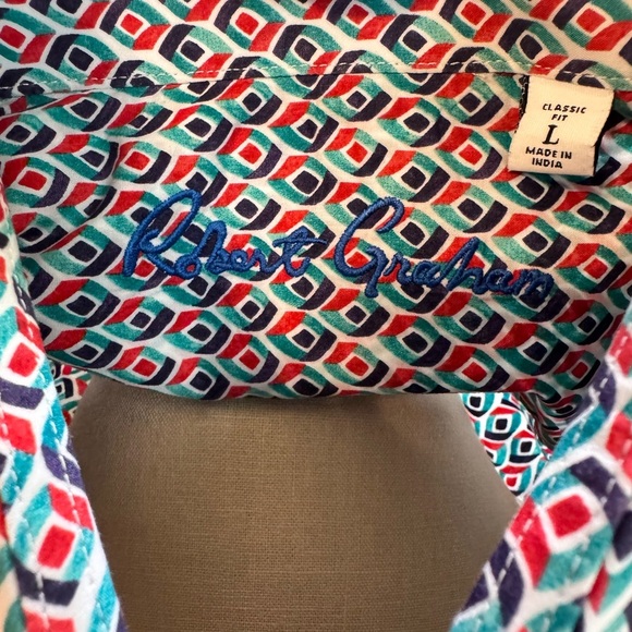 Robert Graham Red and Blue Casual Button Down Shirt - Picture 5 of 16